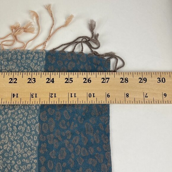 4 You Scarfs Womens Blue Animal Print Fringe - Picture 5 of 6